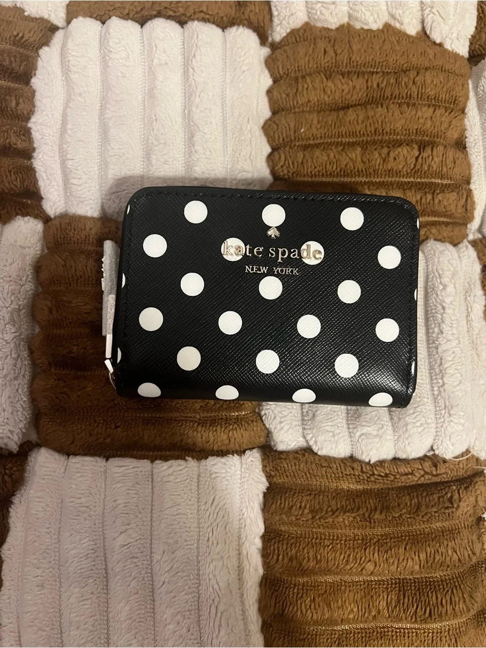 Kate Spade Cheers Charming Dot Compact Zip Wallet in Black Muti NWTS!
